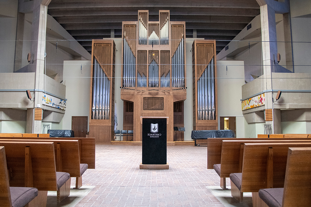 A.F. Siebert Chapel is located in the center of campus, it is the primary space in which the Carthage community assembles for worship, co...